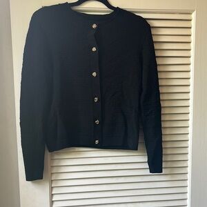 H&M black button down cardigan with gold buttons